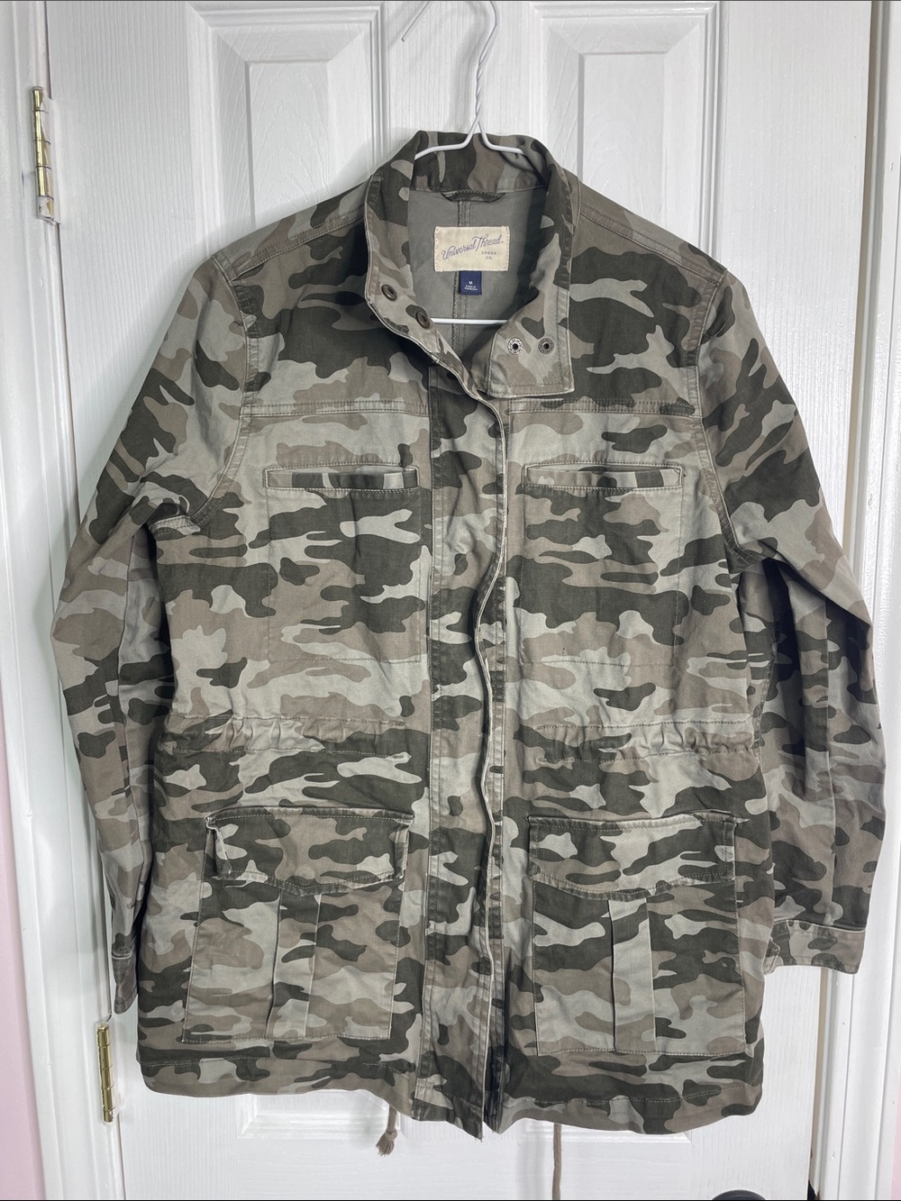 Universal Thread Camouflage Field Jacket in Olive Green